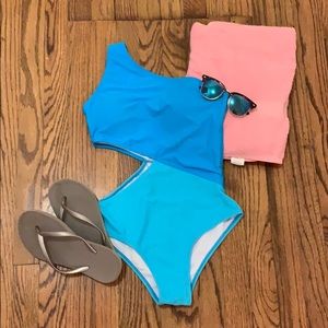 Blue cutout swimsuit